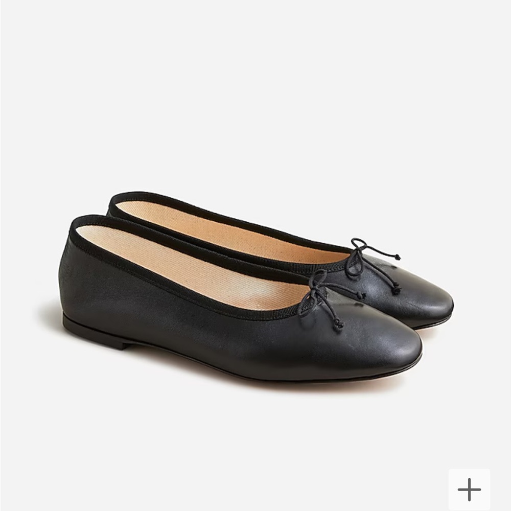 J Crew Zoe black leather ballet flats